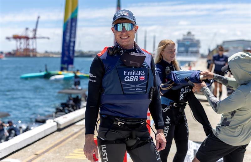 Stuart Bithell, wing trimmer of Emirates Great Britain SailGP Team, in the technical area ahead of racing - Oracle Perth Sail Grand Prix day 1 - photo © Samo Vidic for SailGP