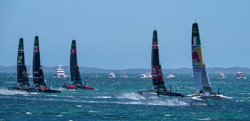 Red Bull Italy leads - Race Day 2 - Oracle Perth Sail Grand Prix - January 18, 2026 - photo © Andrew Baker/SailGP