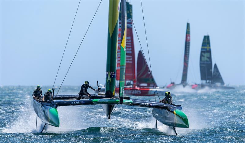 BONDS Flying Roos SailGP Team helmed by Tom Slingsby in action for the Final Race, on Race Day 2 of the Oracle Perth Sail Grand Prix - photo © Travis Hayto for SailGP