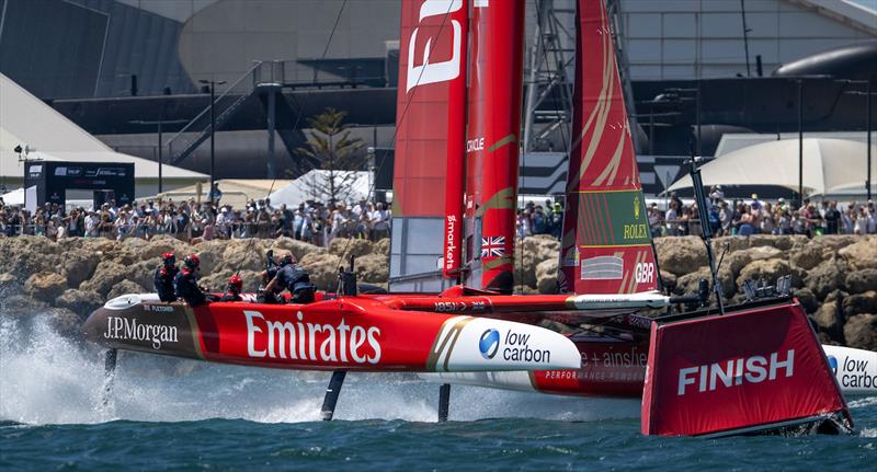 Emirates Great Britain SailGP Team helmed by Dylan Fletcher cross the finish line to win the event - Oracle Perth Sail Grand Prix - photo © Ricardo Pinto for SailGP
