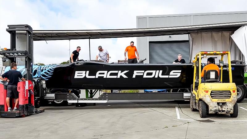 Black Foils' damaged F50 arrives in Auckland