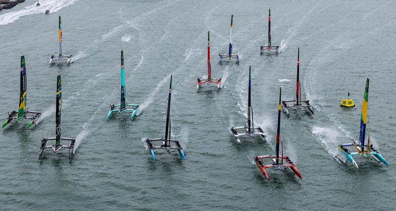 SailGP F50 catamaran fleet, on Race Day 1 of the ITM New Zealand Sail Grand Prix in Auckland, New Zealand - photo © Simon Bruty for SailGP