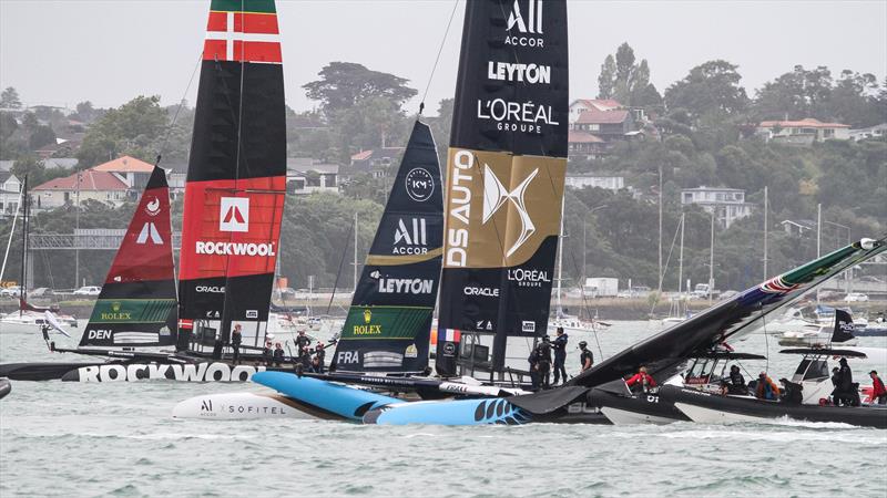 Collision FRA and NZL - Day 1 - ITM NZ SailGP - Auckland - February 14, 2026 - photo © Richard Gladwell - Sail-World.com/nz