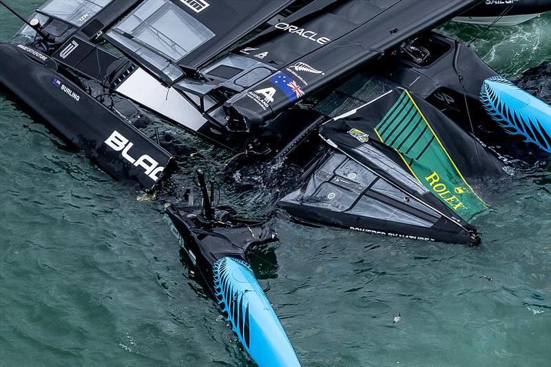  The wrecked area where the Black Foils grinders were located - Day 1 of ITM NZ SailGP - Auckland - February 14, 2026 - photo © Simon Bruty/SailGP
