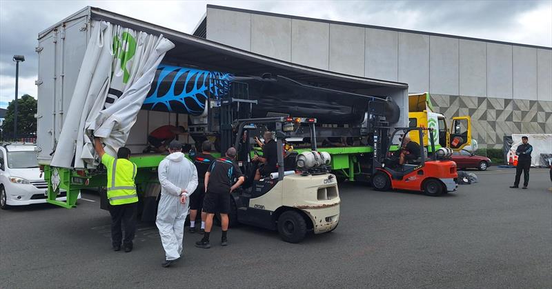 Black Foils port hull arrives at Southern Spars - February 18, 2026 - photo © Southern Spars