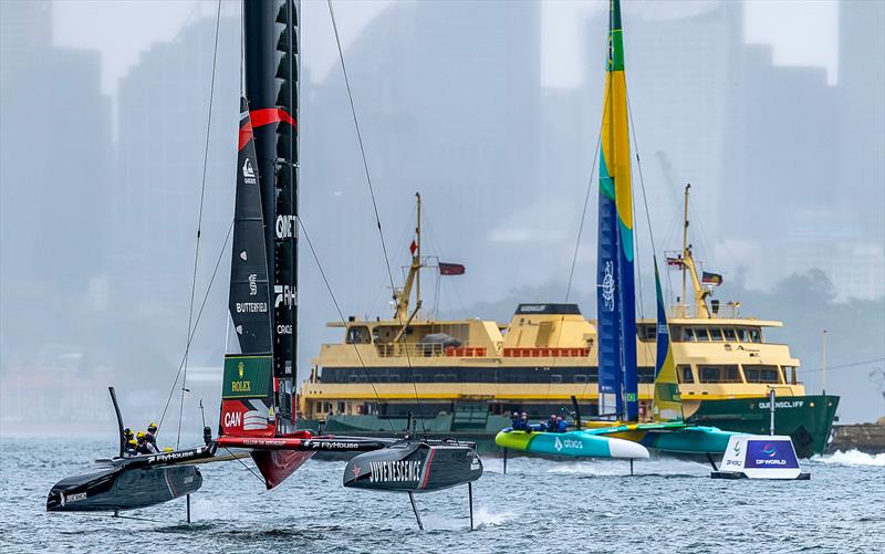 Northstar Canada and Mubadala Brazil have a brief practice - KPMG Australia Sail Grand Prix - Sydney - February 27, 2026 - photo © Felix Diemer/SailGP