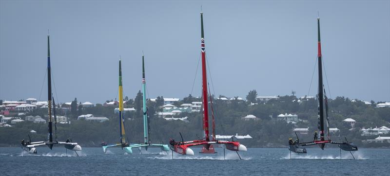 Emirates Great Britain SailGP Team leads NORTHSTAR SailGP Team, United States SailGP Team, Mubadala Brazil SailGP Team and DS Automobiles SailGP Team France during a practice session ahead of the Apex Group Bermuda Sail Grand Prix - photo © Jason Ludlow for SailGP