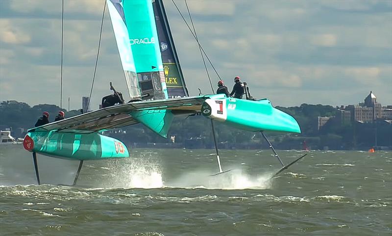 USA SailGP get high on their foils on Race Day 1 of the Mubadala New York Sail Grand Prix - May 30, 2026 - photo © SailGP