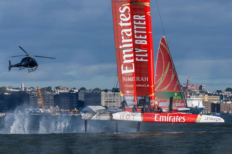 Ewan McGregor joins Emirates GBR for ‘one hell of sailing lesson' on-board F50 race boat at the New York Sail Grand Prix - photo © J. Green