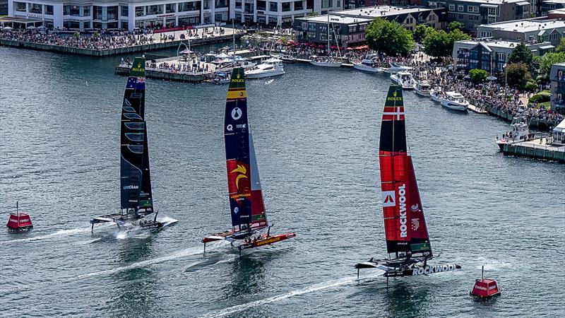 Black Foils' match racing move doesn't quite come off - Race Day 2 - Canada Sail Grand Prix in Halifax - June 22, 2026, photo copyright Jonathan Nackstrand/SailGP taken at Halifax Sailing Club and featuring the F50 class