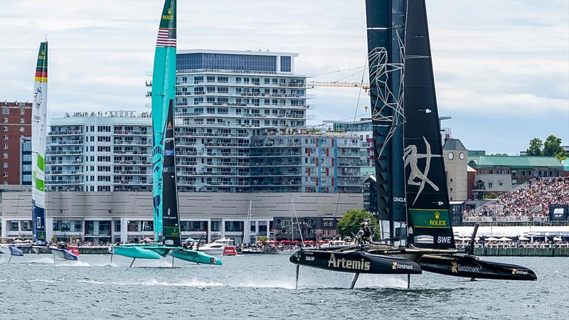 Artemis Racing leads USA and Germany - Race Day 2 - Canada Sail Grand Prix in Halifax - June 22, 2026, photo copyright Samo Vidic/SailGP taken at Halifax Sailing Club and featuring the F50 class