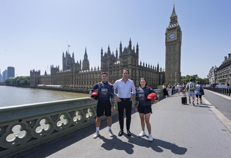 Emirates GBR athletes Dylan Fletcher and Hannah Mills and team principal and CEO Sir Ben Ainslie joined SailGP executives Andrew Thompson and Leah Davis in central London to start the countdown to the Emirates Great Britain Sail Grand Prix photo copyright Jason Ludlow for SailGP. taken at  and featuring the F50 class