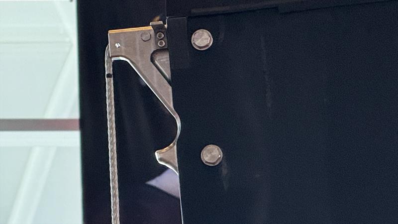 The dreaded F50 Foil lock - shown on the leading edge of the port main foil on DS Automobiles France - February 2026, Auckland - photo © Richard Gladwell - Sail-World.com/nz