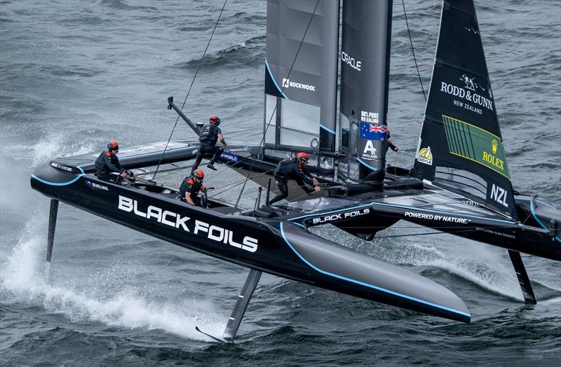 Black Foils SailGP Team driven by Peter Burling on Race Day 1 of the ROCKWOOL Germany Sail Grand Prix - photo © Ricardo Pinto for SailGP
