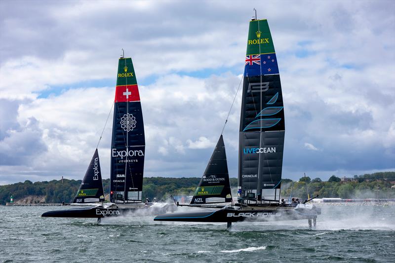 Explora Journeys (SUI) and Black Foils (NZL) - Day 1 - Rockwool Germany Sail Grand Prix - Sassnitz - August 22, 2026 - photo © Jonathan Nackstrand/SailGP