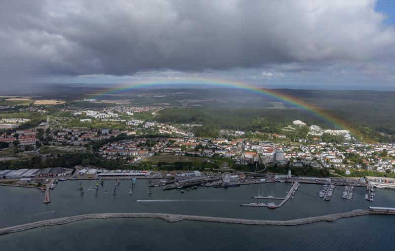 A rainbow over Sassnitz on Race Day 2 of the ROCKWOOL Germany Sail Grand Prix - photo © Felix Diemer for SailGP