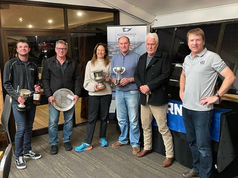 Team Shokran receiving their trophies at the 2025 Farr 1020 National Championship photo copyright Robert Groothuis taken at Bucklands Beach Yacht Club and featuring the Farr 1020 class
