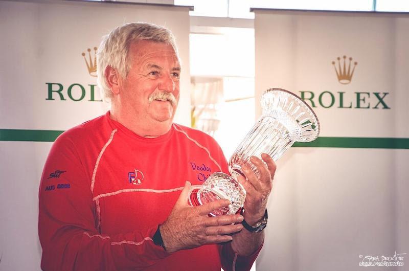 Lloyd Clark accepting his Corinthian 1st Place Trophy at the 2015 Rolex Farr 40 North American Championship - photo © Sara Proctor / www.sailfastphotography.com