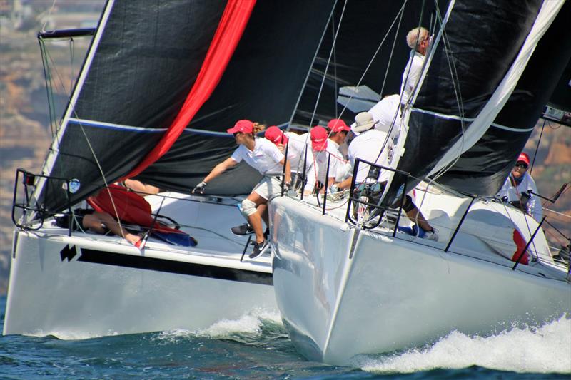 Tom and Alan Quick's Outlaw (right) third overall at the 2017/18 Farr 40 National Championship photo copyright Jen Hughes taken at Royal Sydney Yacht Squadron and featuring the Farr 40 class