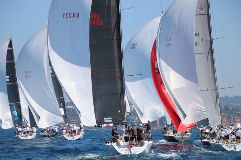 Day 1 - Downwind in light airs - Farr 40 National Championship: John Calvert-Jones Trophy photo copyright Jen Hughes taken at Royal Sydney Yacht Squadron and featuring the Farr 40 class