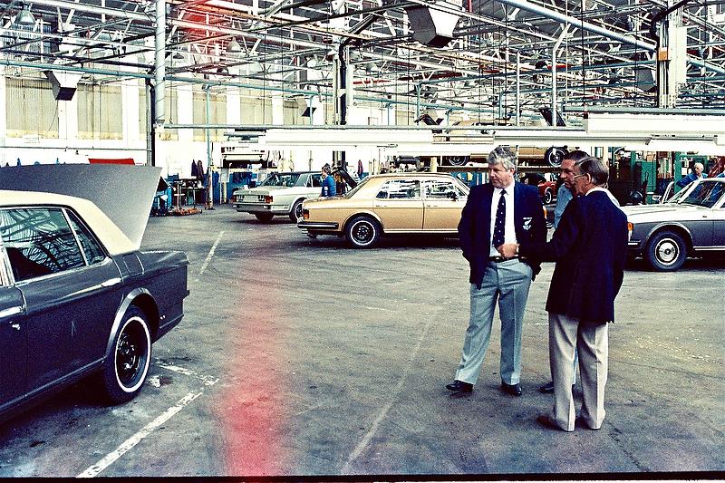 Mike Clark on a private Tour of the Rolls Royce Factory in 1985 - photo © Peter Montgomery