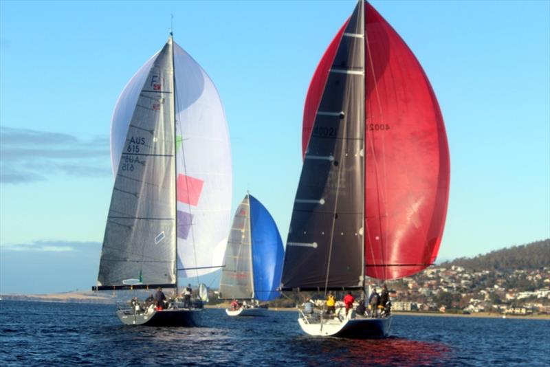 Farr 40s running down the Derwent in the DSS winter race today photo copyright Peter Watson taken at Derwent Sailing Squadron and featuring the Farr 40 class