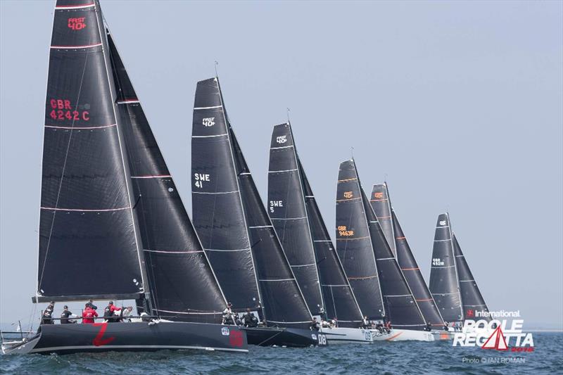 Lining up to start during the Fast 40 class at the International Paint Poole Regatta 2018 - photo © Ian Roman / International Paint Poole Regatta
