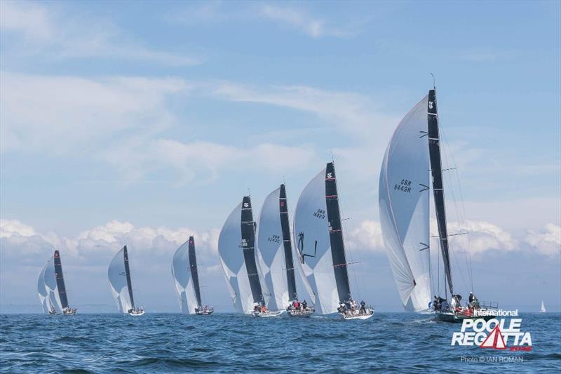 Downwind during the Fast 40 class at the International Paint Poole Regatta 2018 photo copyright Ian Roman / International Paint Poole Regatta taken at  and featuring the Fast 40 class