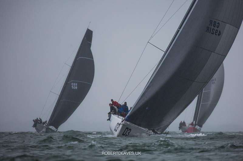 Tight racing in Race 3 on Fast 40  Round 2 Day 1 at the RORC IRC Nationals photo copyright Robert Deaves / www.robertdeaves.uk taken at Royal Ocean Racing Club and featuring the Fast 40 class