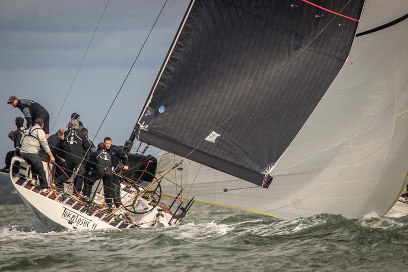 Mike Bartholomew's South African Tokoloshe II on day 2 of the 2018 Wight Shipyard One Ton Cup photo copyright VR Sport Media taken at Royal Ocean Racing Club and featuring the Fast 40 class