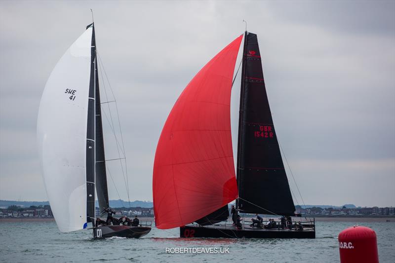 Rán and Khumbu - Day 2 of Fast 40  Race Circuit Round 2 at 2021 IRC National Championships photo copyright Robert Deaves taken at Royal Ocean Racing Club and featuring the Fast 40 class