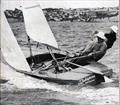 Geoff Smale and Ralph Roberts on trapeze sailing their Flying Dutchman, Takapuna ahead of the 1968 Olympic Regatta © John Mallitte