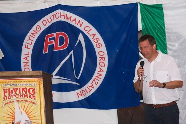 Flying Dutchman worlds prize giving at Santa Cruz Yacht Club photo copyright Richard Phillips taken at Santa Cruz Yacht Club and featuring the Flying Dutchman class