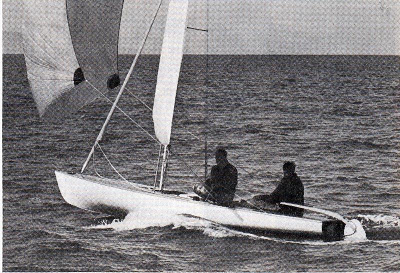 Graham Mander and Don Nixon sailing Caprice to second place in the 1968 Olympic trials. Mander put the spinnaker leads further forward and the sail is perfectly balanced. - photo © Sea Spray