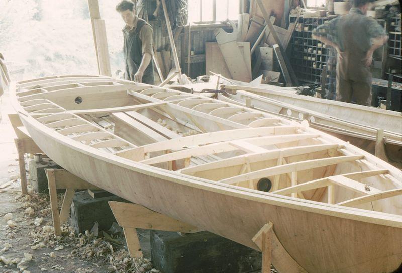 Austin Farrar's Boatyard at Woolverstone, with a Flying Dutchman under construction - photo © Austin Farrar Collection / David Chivers