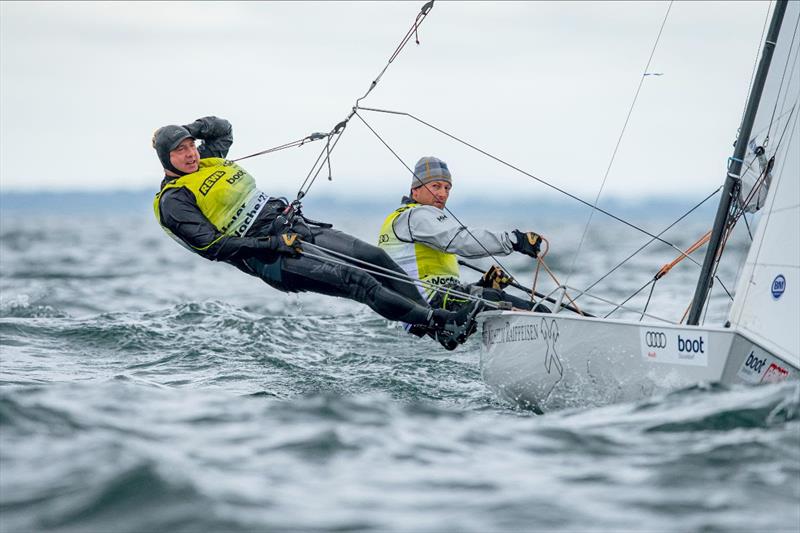 Hungarians Szabolcs Majthényi/András Domoskos leading the Flying Dutchman classa t Kiel Week photo copyright Sascha Klahn / Kieler Woche taken at Kieler Yacht Club and featuring the Flying Dutchman class