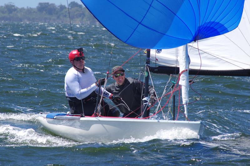 Freight Train AUS001 on approach to the finish line in race four of the Flying Dutchman 2026 Australian Championship - photo © Jeanette Severs