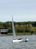 John Greenwood during the 2025 Finn Northern Area Championship at West Riding Sailing Club