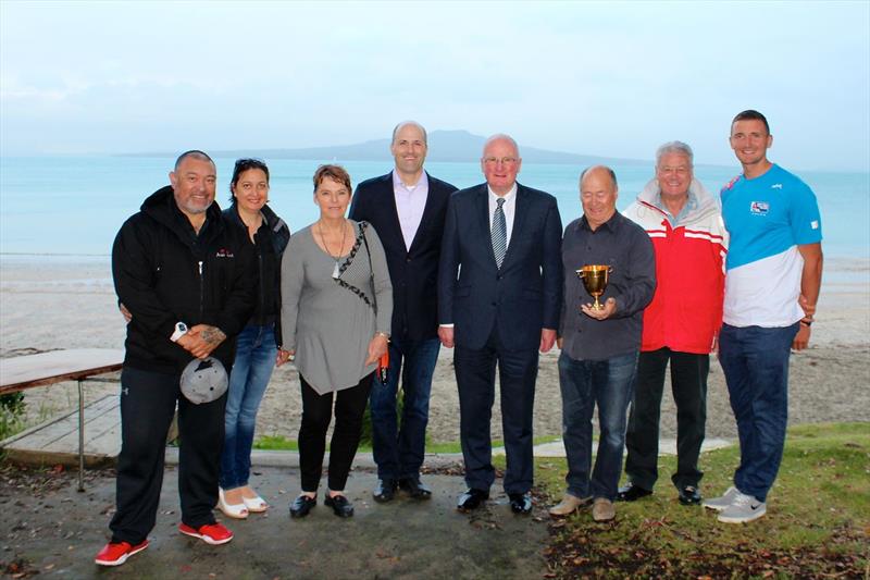 2015 Finn Gold Cup Opening Ceremony at Takapuna Boating Club photo copyright Robert Deaves taken at Takapuna Boating Club and featuring the Finn class