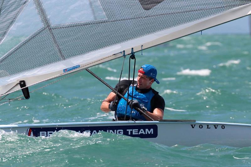 Ed Wright during the medal race at the Finn Gold Cup in New Zealand photo copyright Robert Deaves taken at Takapuna Boating Club and featuring the Finn class