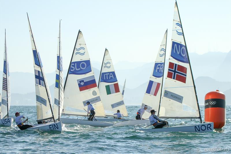 Finn race 10 on day 7 at the Rio 2016 Olympic Sailing Competition - photo © Robert Deaves
