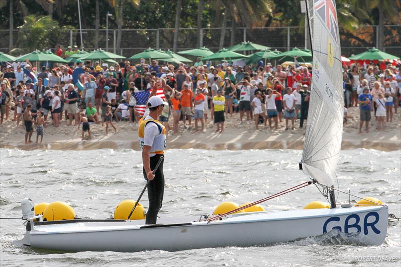 Scott acknowledges the crowd at the Rio 2016 Olympic Sailing Competition - photo © Robert Deaves