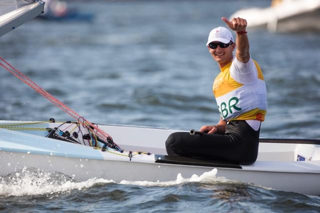 Finn gold for Giles Scott at the Rio 2016 Olympic Sailing Competition photo copyright Richard Langdon / Ocean Images taken at  and featuring the Finn class