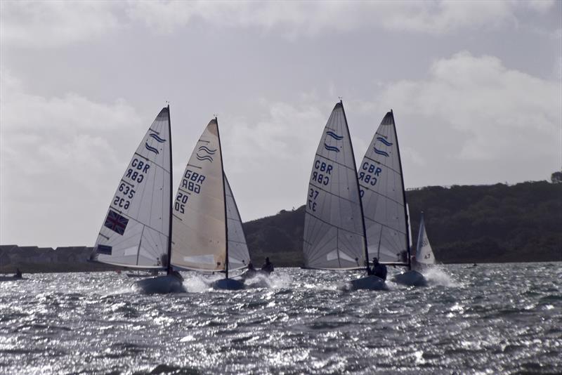 Finn display team on the final day of the Christchurch Harbour Interclub Series photo copyright Mike Roach taken at Christchurch Sailing Club and featuring the Finn class