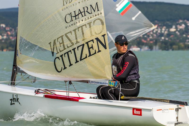 Gordon Stevens on day 5 of the 2017 U23 Finn Worlds at Lake Balaton photo copyright Robert Deaves taken at MVM SE and featuring the Finn class