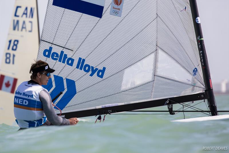Nicholas Heiner on day 1 of the Finn Europeans in Cádiz, Spain photo copyright Robert Deaves taken at  and featuring the Finn class