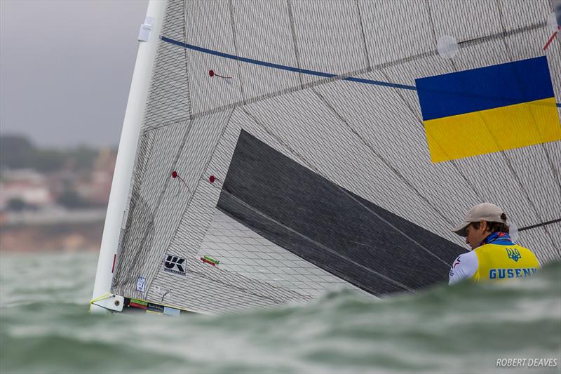 Andrii Gusenko on day 2 of the Finn Europeans in Cádiz, Spain photo copyright Robert Deaves taken at  and featuring the Finn class