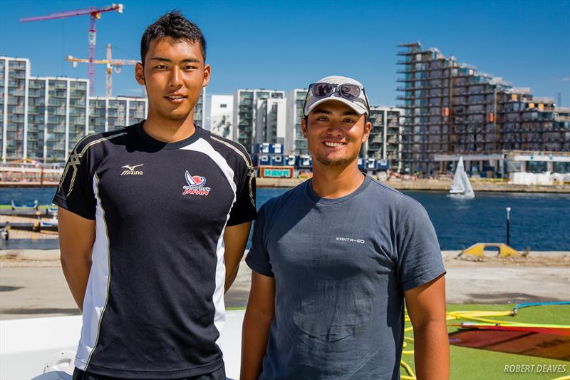 Yuki Nishio and Hajime Kokumai on day 3 of Hempel Sailing World Championships Aarhus 2018 photo copyright Robert Deaves taken at Sailing Aarhus and featuring the Finn class