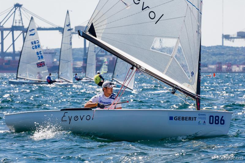 Hajime Kokumai on day 3 of Hempel Sailing World Championships Aarhus 2018 photo copyright Robert Deaves taken at Sailing Aarhus and featuring the Finn class