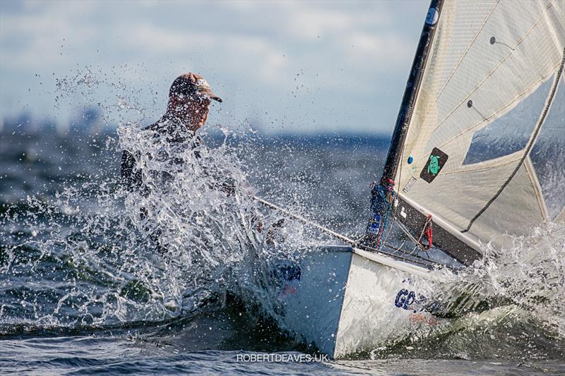 Greg Wilcox at the Finn Europeans in Gdynia, Poland photo copyright Robert Deaves taken at  and featuring the Finn class